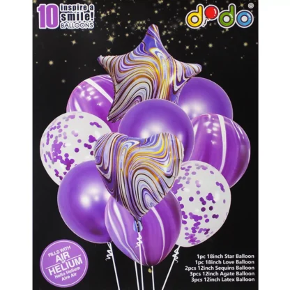 Set aranjament 10 baloane folie si latex, agate mov - imagine 2