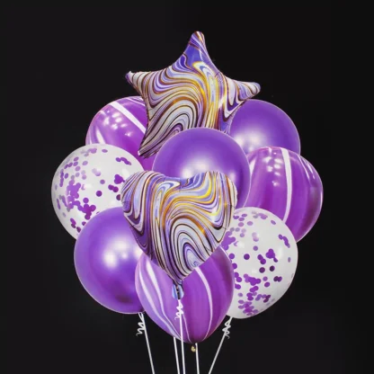 Set aranjament 10 baloane folie si latex, agate mov - imagine 3