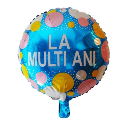 Baloane folie rotunde imprimate La Multi Ani, 45 cm - imagine 2