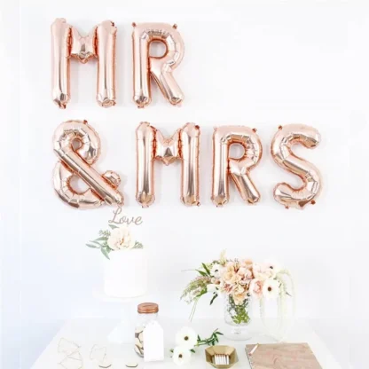 Set aranjament 6 baloane litere Mr & Mrs, rose gold, 40 cm - imagine 2