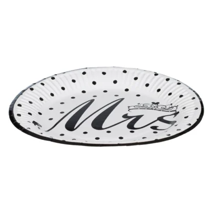 Set 6 farfurii petrecere nunta Mr & Mrs, 18 cm - imagine 2