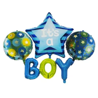 Set aranjament 4 baloane folie It's a Boy, 85x85 cm