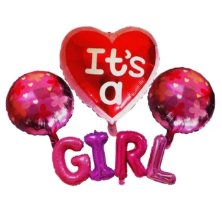 Set aranjament 4 baloane folie It's a Girl, 75x73