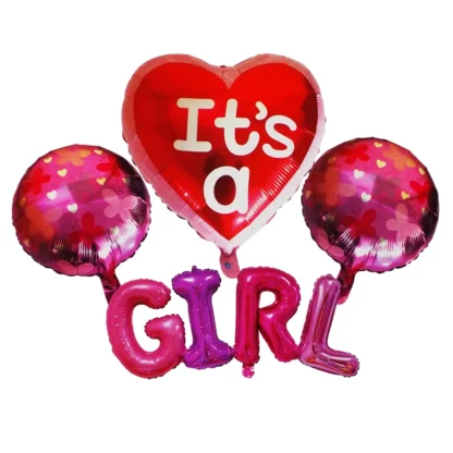 Set aranjament 4 baloane folie It's a Girl, 75x73