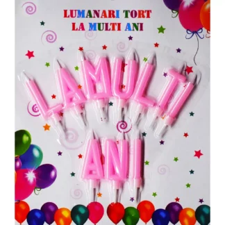Lumanari tort La Multi Ani, roz