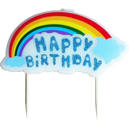 Lumanare tort Happy Birthday, curcubeu - imagine 2