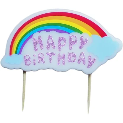 Lumanare tort Happy Birthday, curcubeu - imagine 3