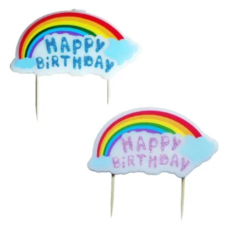 Lumanare tort Happy Birthday, curcubeu