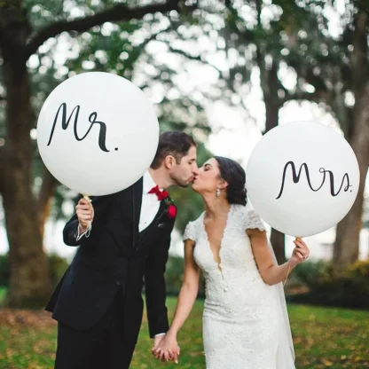 Baloane Jumbo Mr & Mrs rotunde, 90 cm - imagine 4