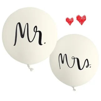 Baloane Jumbo Mr & Mrs rotunde, 90 cm