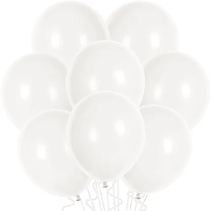 Set 10 baloane latex, Alb, de 30 cm, cod culoare #033