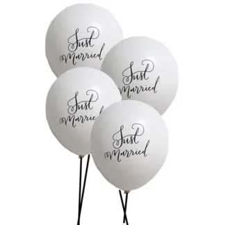 Set 6 baloane latex Just Married, 30 cm