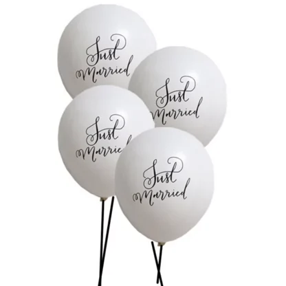 Set 6 baloane latex Just Married, 30 cm