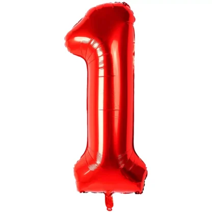 Baloane folie in forma de cifre 1, 2, 3, 4, 5, 6, 7, 8, 9, 0, Rosu, 100 cm - imagine 2
