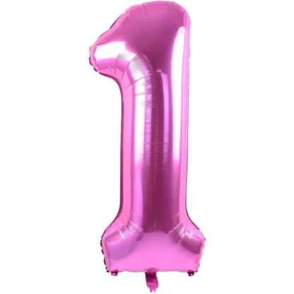 Baloane folie in forma de cifre 1, 2, 3, 4, 5, 6, 7, 8, 9, 0, Roz, 100 cm - imagine 3