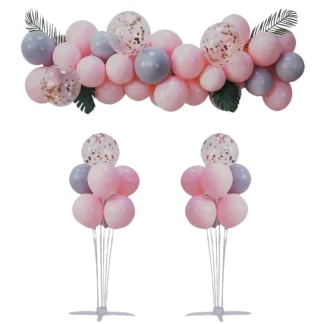 Set aranjament 40 baloane, roz si albastru cu 2 suporturi si accesorii