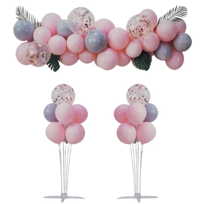 Set aranjament 40 baloane, roz si albastru cu 2 suporturi si accesorii