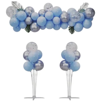 Set aranjament baloane, cu 2 suporturi si accesorii, albastru