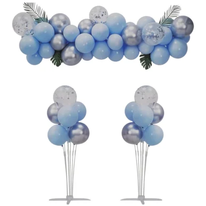 Set aranjament baloane, cu 2 suporturi si accesorii, albastru