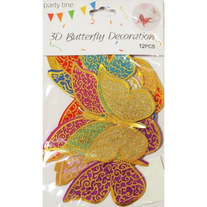 Set 12 fluturasi decorativi 3D cu glitter - imagine 2
