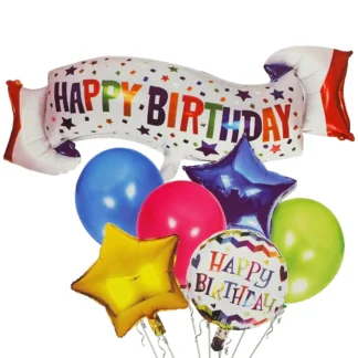 Set 7 baloane folie si latex Happy Birthday