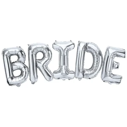 Set baloane folie litere Bride, argintiu, 90 cm