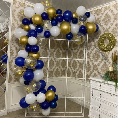 Set arcada baloane cu 90 de baloane in nuante de albastru, auriu si alb, cu accesorii - imagine 3
