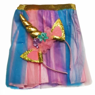 Set costum Unicorn cu fustita si bentita