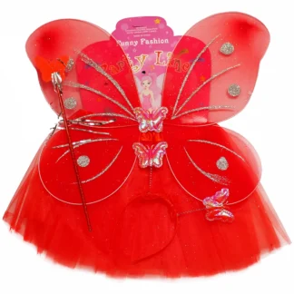 Set aripi fluture, bagheta, rochita si bentita, rosu