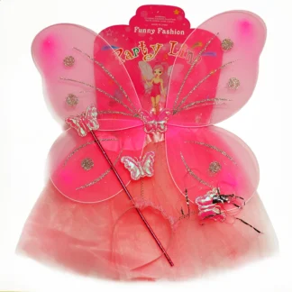 Set aripi fluture, bagheta, rochita si bentita, roz