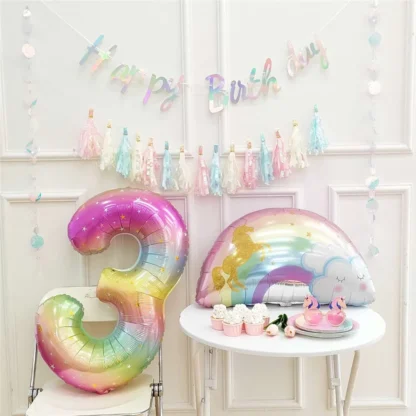 Balon folie curcubeu cu norisor si Unicorn, 50 cm x 55 cm - imagine 2