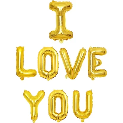 Set baloane folie litere I Love You, auriu