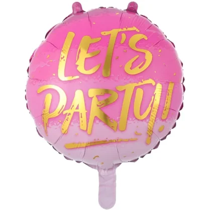 Balon folie Let's Party, roz, rotund, 45 cm