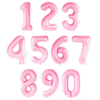 Baloane folie in forma de cifre 1, 2, 3, 4, 5, 6, 7, 8, 9, 0, Roz Macarons, 70 cm