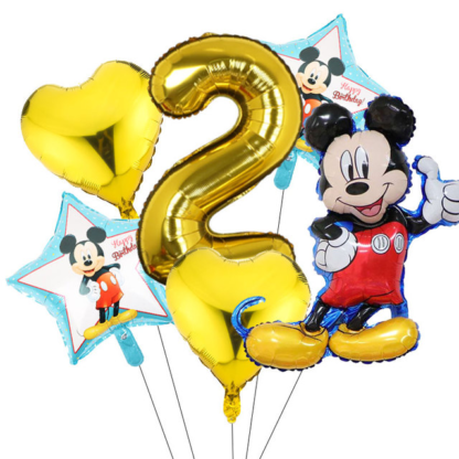 Set aranjament bundle 6 baloane folie Mickey cu cifra aurie - imagine 3
