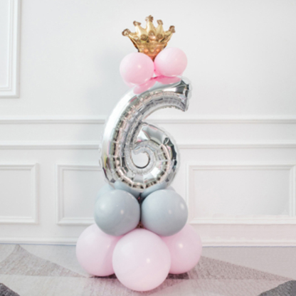 Set aranjament bundle 14 baloane cu Coronita si Cifra argintie - imagine 8