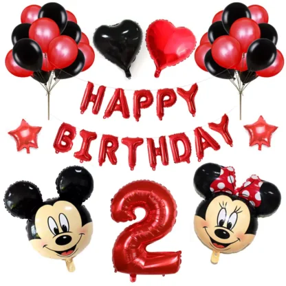 Set aranjament bundle aniversar cu 36 baloane, cu Mickey si Minnie, cu Cifra 100 cm - imagine 3