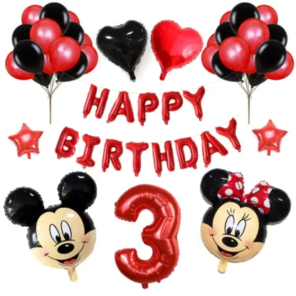 Set aranjament bundle aniversar cu 36 baloane, cu Mickey si Minnie, cu Cifra 100 cm - imagine 4