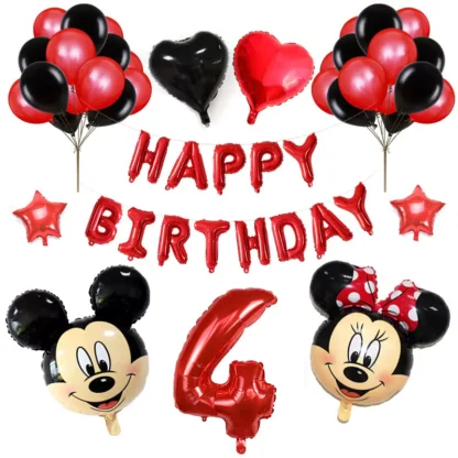 Set aranjament bundle aniversar cu 36 baloane, cu Mickey si Minnie, cu Cifra 100 cm - imagine 5