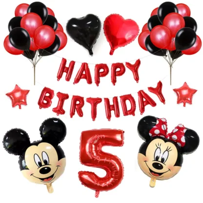 Set aranjament bundle aniversar cu 36 baloane, cu Mickey si Minnie, cu Cifra 100 cm - imagine 6