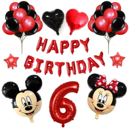 Set aranjament bundle aniversar cu 36 baloane, cu Mickey si Minnie, cu Cifra 100 cm - imagine 7