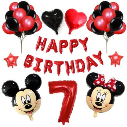 Set aranjament bundle aniversar cu 36 baloane, cu Mickey si Minnie, cu Cifra 100 cm - imagine 8