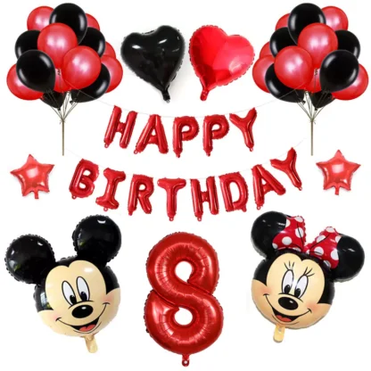 Set aranjament bundle aniversar cu 36 baloane, cu Mickey si Minnie, cu Cifra 100 cm - imagine 9