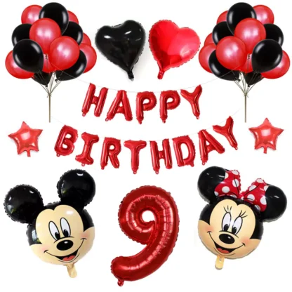Set aranjament bundle aniversar cu 36 baloane, cu Mickey si Minnie, cu Cifra 100 cm - imagine 10