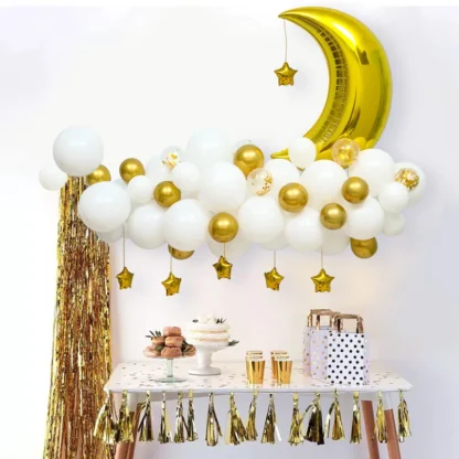 Set aranjament bundle 60 baloane folie si latex Luna si stele - imagine 2