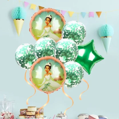 Set aranjament bundle Printesa Tiana, cu 8 baloane - imagine 2