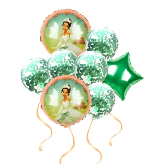 Set aranjament bundle Printesa Tiana, cu 8 baloane