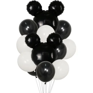 Set aranjament bundle 12 baloane folie si latex cap forma Mickey negru