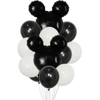 Set aranjament bundle 12 baloane folie si latex cap forma Mickey negru