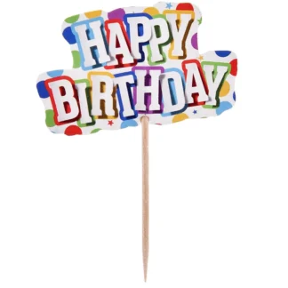 Set 12 scobitori Happy Birthday cu bulinute